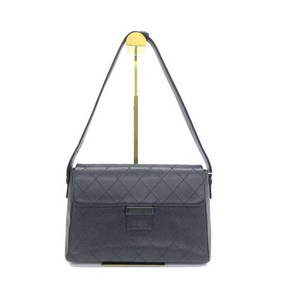 Chanel So Black Caviar Shoulder Bag Front Buckle Adjustable Strap