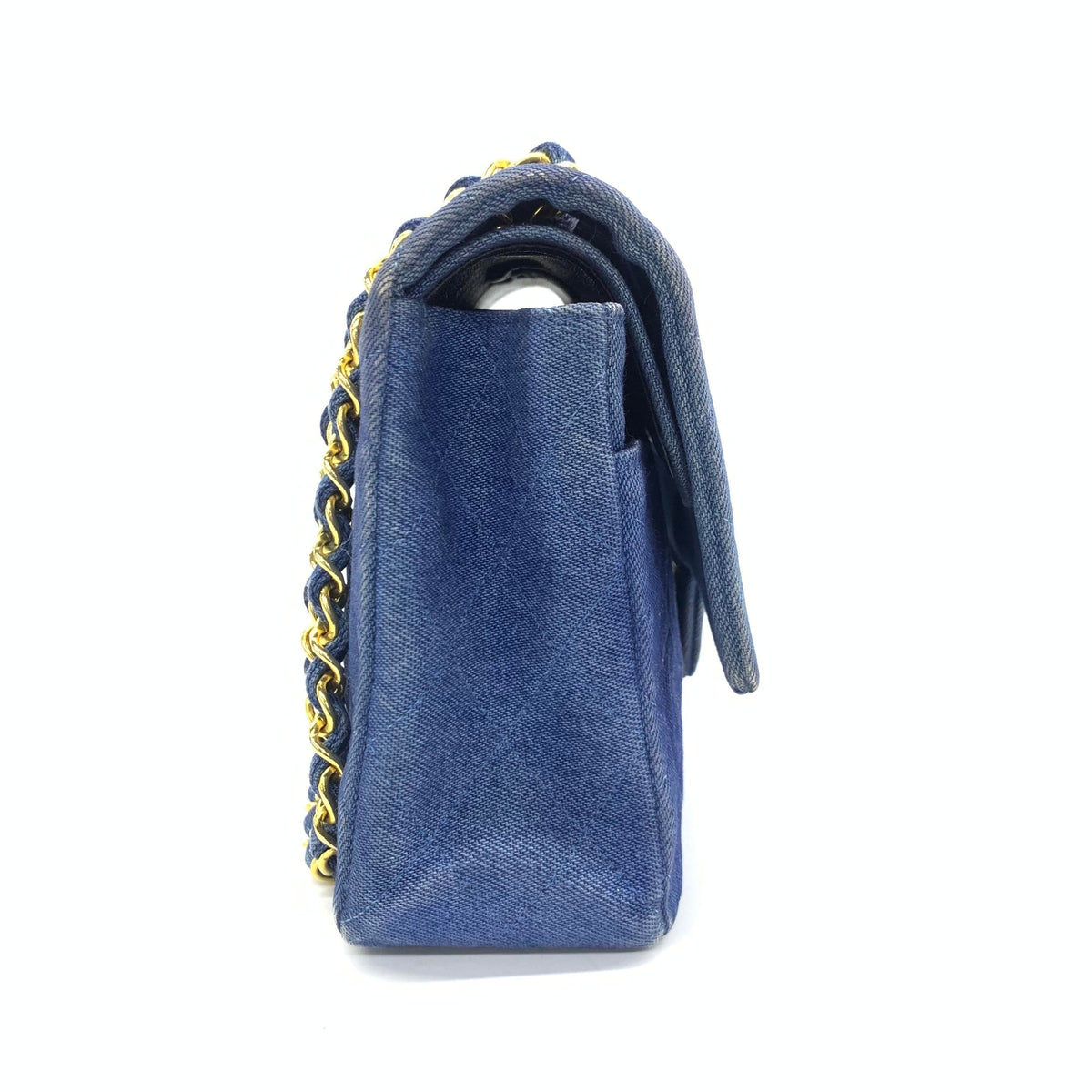 Chanel Classic Flap Vintage Medium Blue Jeans Denim with 24k Gold HW, 1989-1991