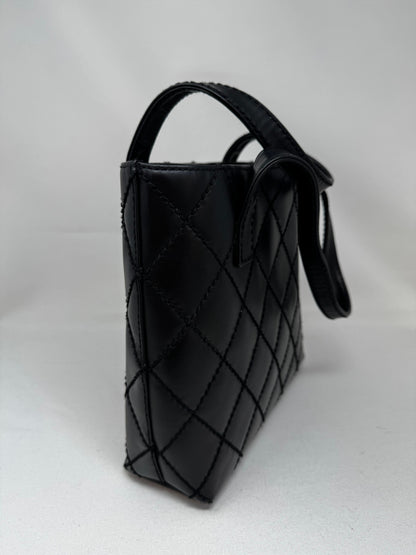CHANEL Calfskin Quilted Small Surpique Stitch Tote Black B-