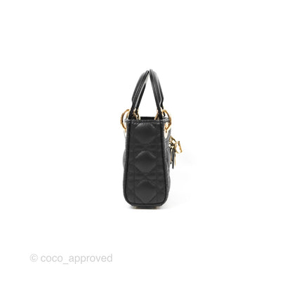 Christian Dior Micro Lady Dior Cannage Black Lambskin Gold Hardware