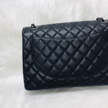 Classic Single Flap Maxi in Black Caviar Leather with SHW