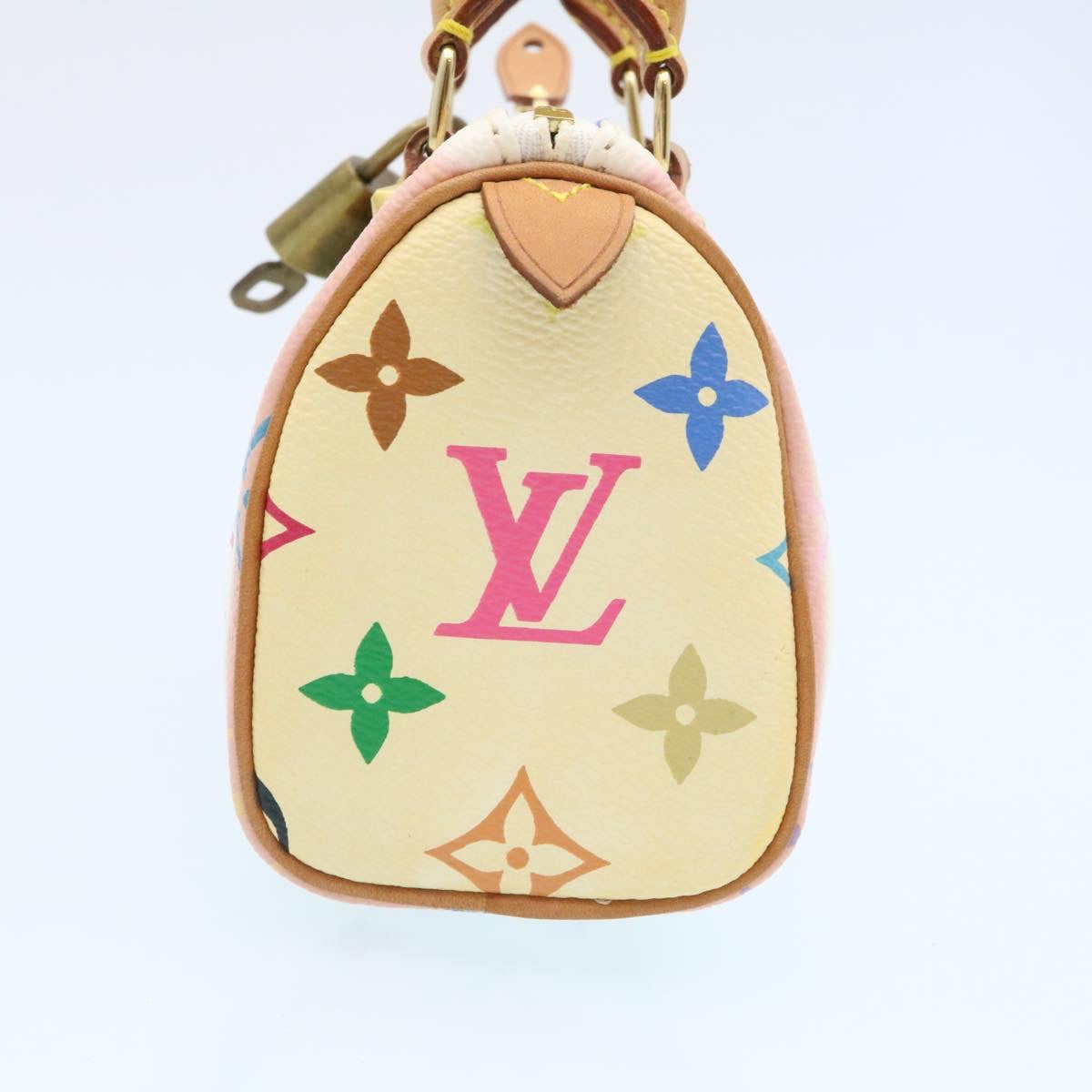 Louis Vuitton Monogram Multicolor Mini Speedy Hand Bag White M92645 Auth 25763