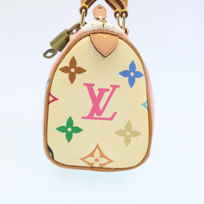 Louis Vuitton Monogram Multicolor Mini Speedy Hand Bag White M92645 Auth 25763