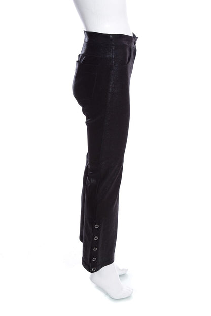 Chanel Black Sparkle Stretch Lambskin Pants SZ 38