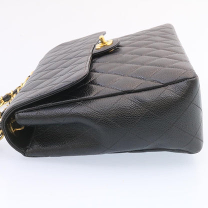 Chanel Big Matelasse New Chain Shoulder Bag Caviar Skin Black Gold Auth A