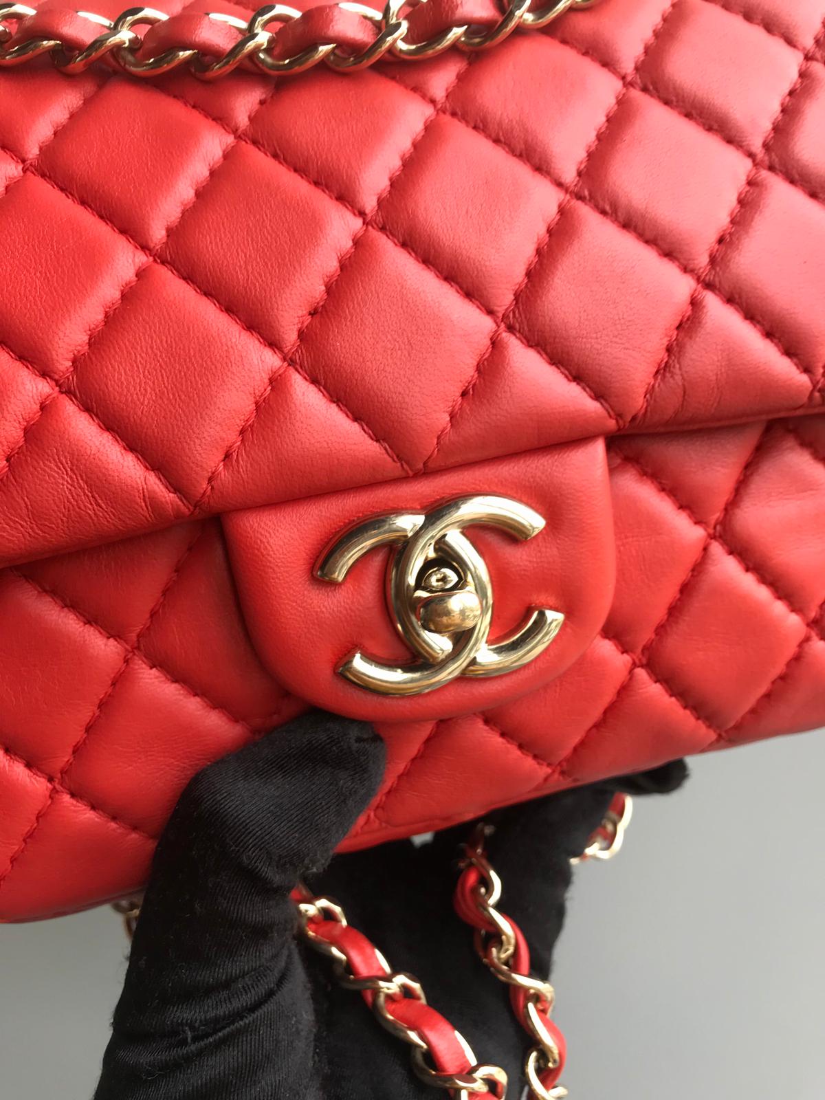 Timeless Classic Leather Double Flap Red Bag