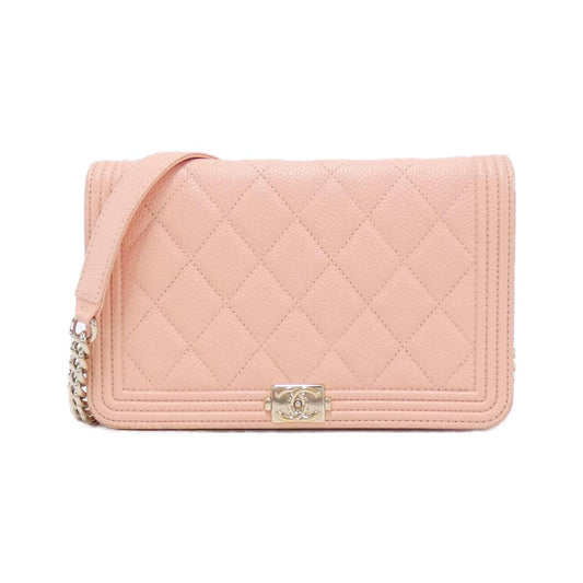 Chanel Boy Chanel Caviar Skin Chain Wallet