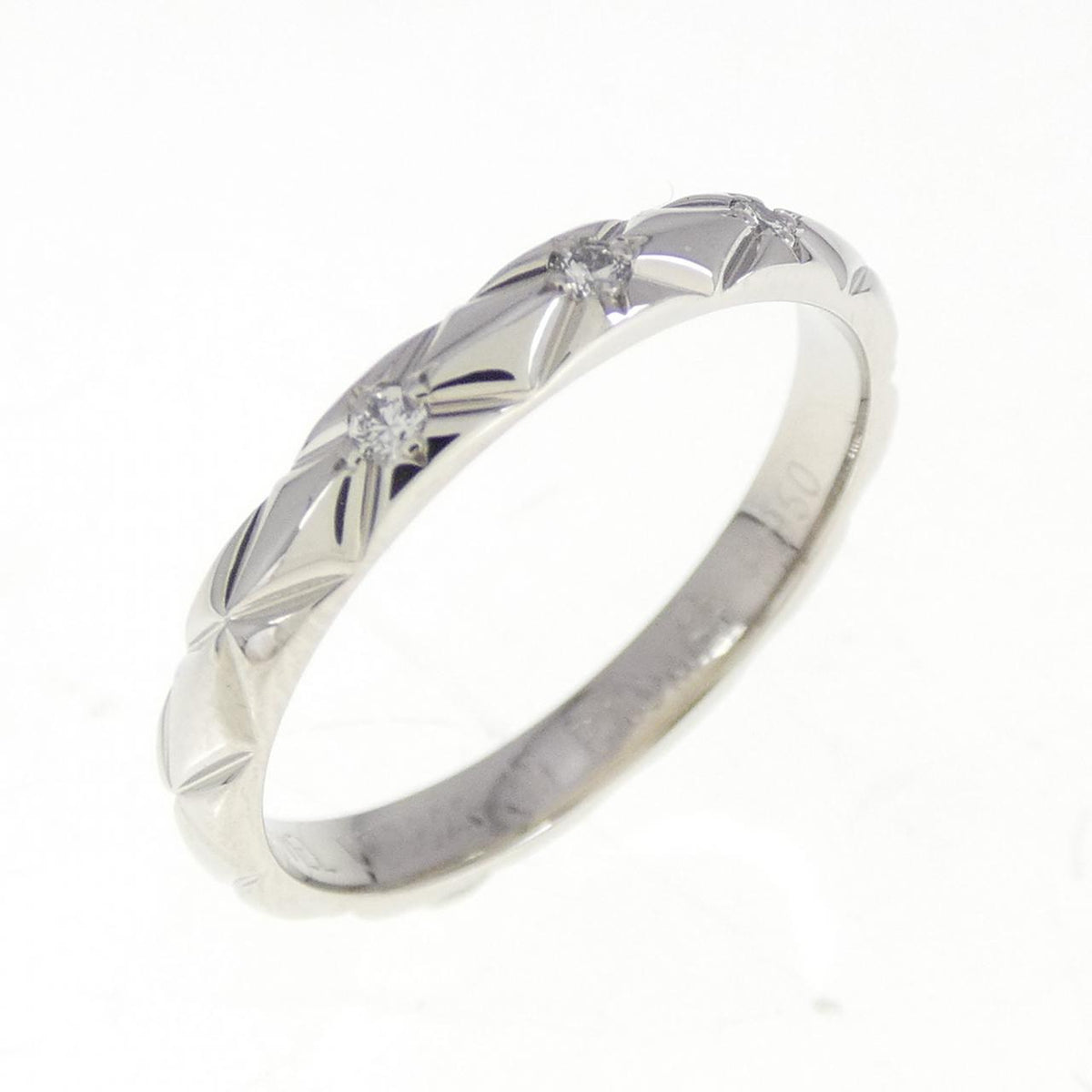 Chanel Matelassé Platinum Diamond Ring Size 9