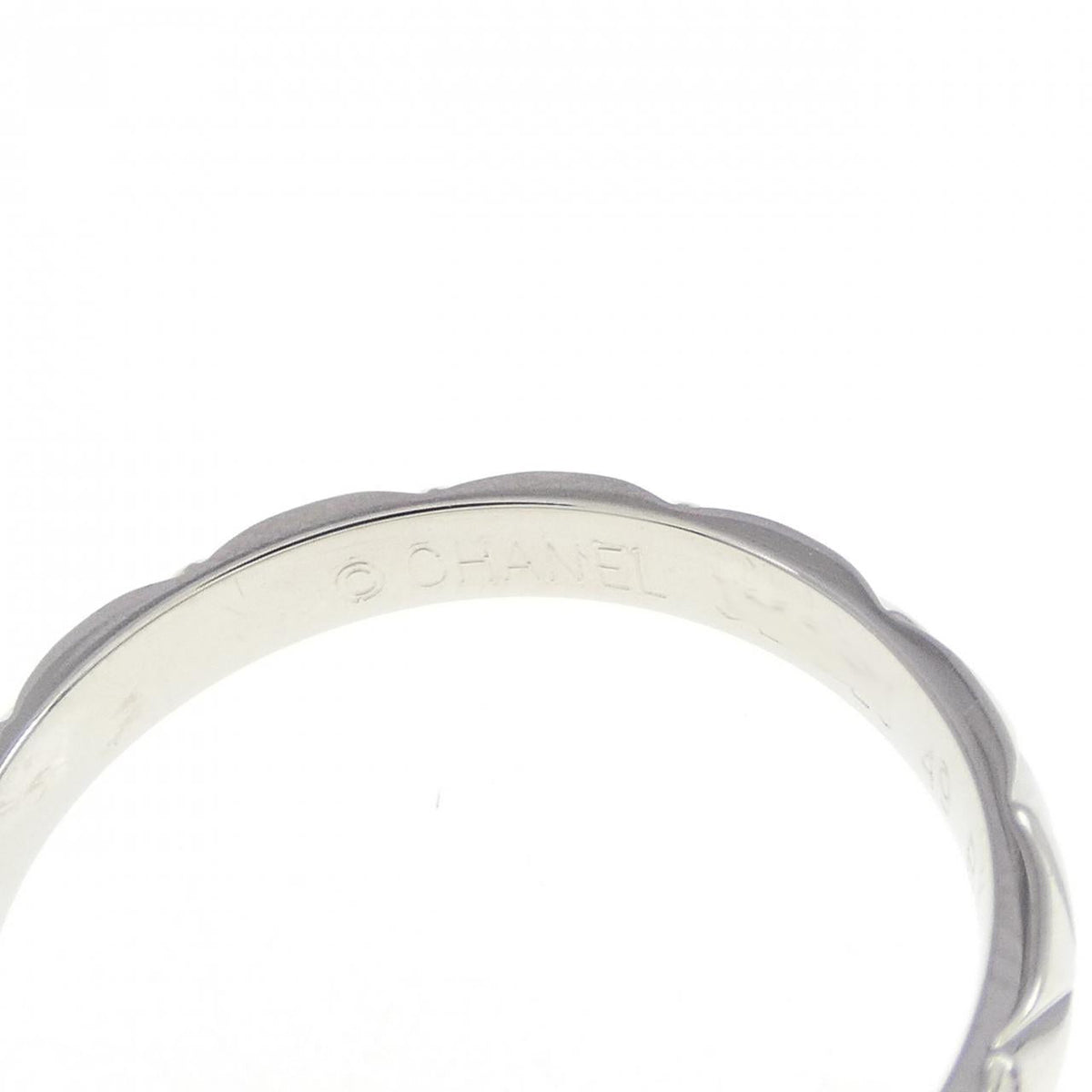 Chanel Matelassé Platinum Diamond Ring Size 9
