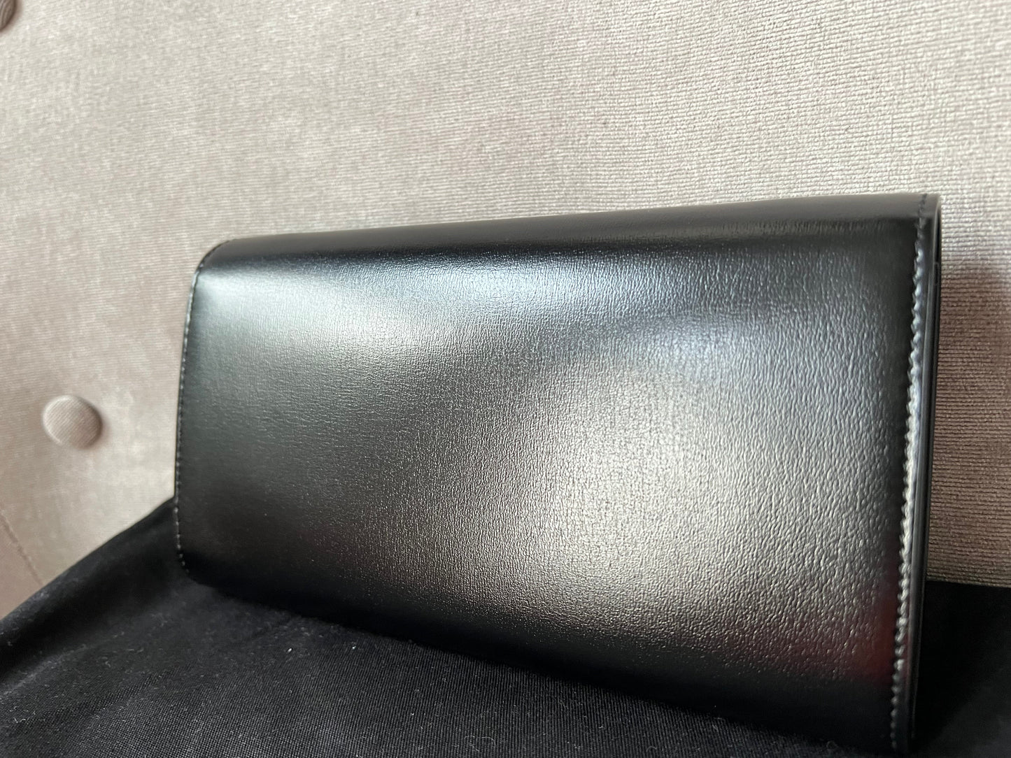 Yves Saint Laurent (YSL) Black Smooth Calfskin Mini Paris Chain Wallet