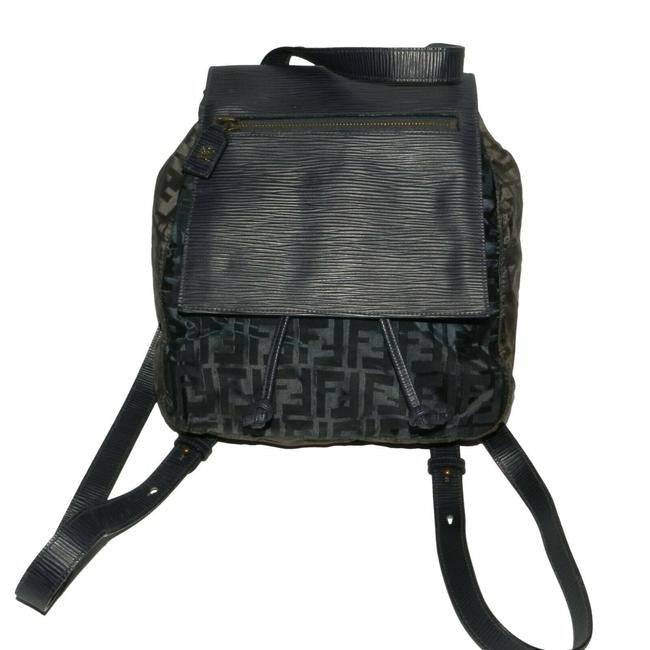 Fendi Blue & Grey Zucca Print Canvas And Leather Two Way Backpack/Satchel