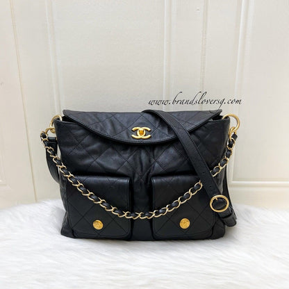 Chanel 25P Maxi Hobo Bag in Black Caviar and AGHW (Model: AS5385)