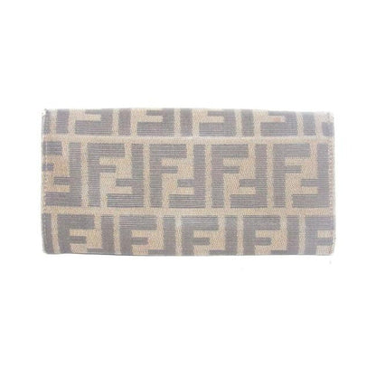 Fendi Tobacco Zucca Print Continental Style With Chrome Ff Snap Wallet