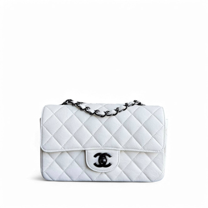 Chanel Classic Flap Mini - Caviar 20CM Quilted White Black Hardware Series 24