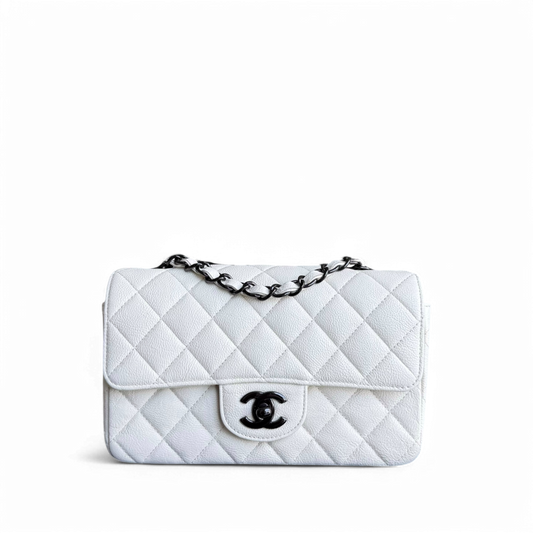 Chanel Classic Flap Mini - Caviar 20CM Quilted White Black Hardware Series 24
