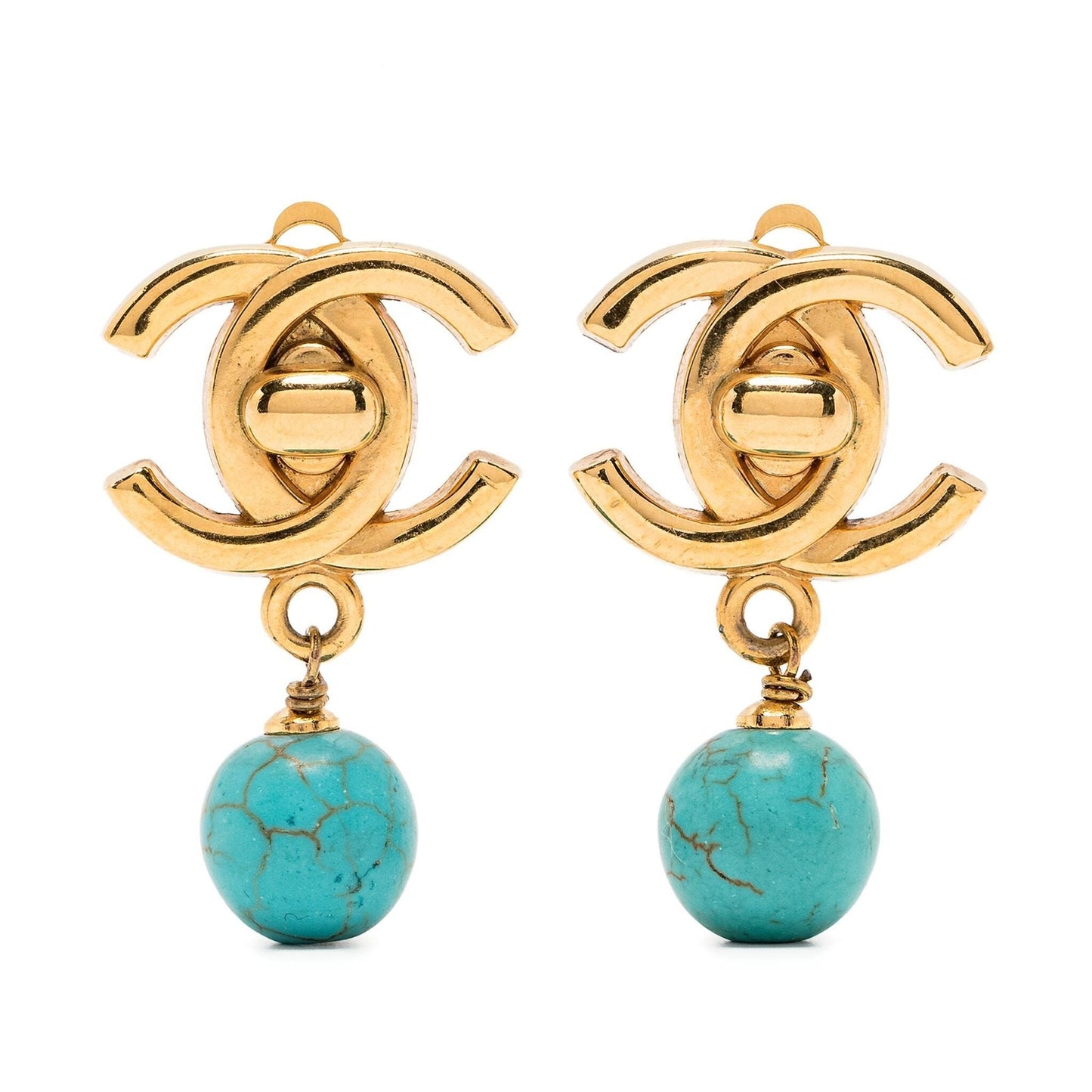 1996 CC Turquoise Turnlock Clip-On Earrings
