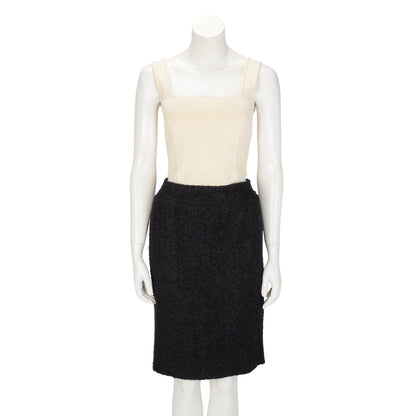 Chanel Black Boucle Pencil Skirt FR 50
