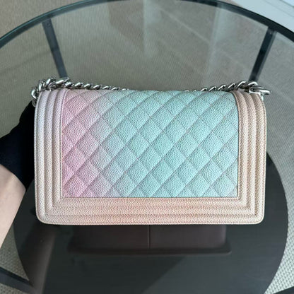 *Rare, Un* Chanel Boy Medium - 25CM Raibow Caviar Quilted Mixed Hardware Series 25