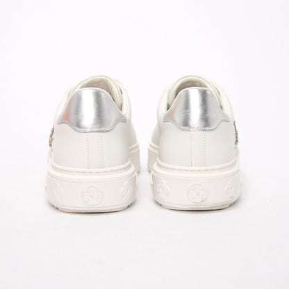 Louis Vuitton White Calfskin Crystal LV Time Out Sneakers 38.5
