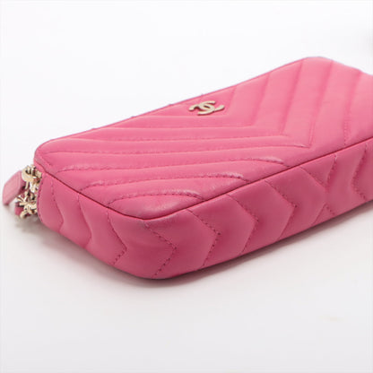 Chanel V Stitch  Chain Wallet Pink G  23rd