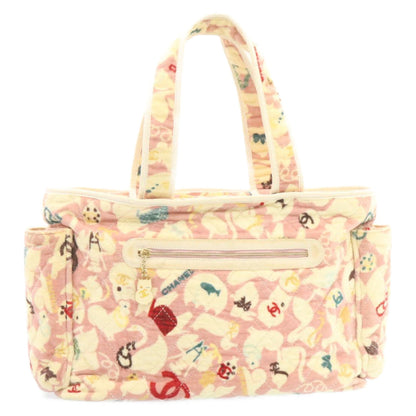 CHANEL Tote Bag Quilted Pile Animal Pattern Pink CC Auth 27024A