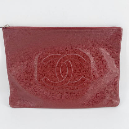 Chanel Red Leather Clutch