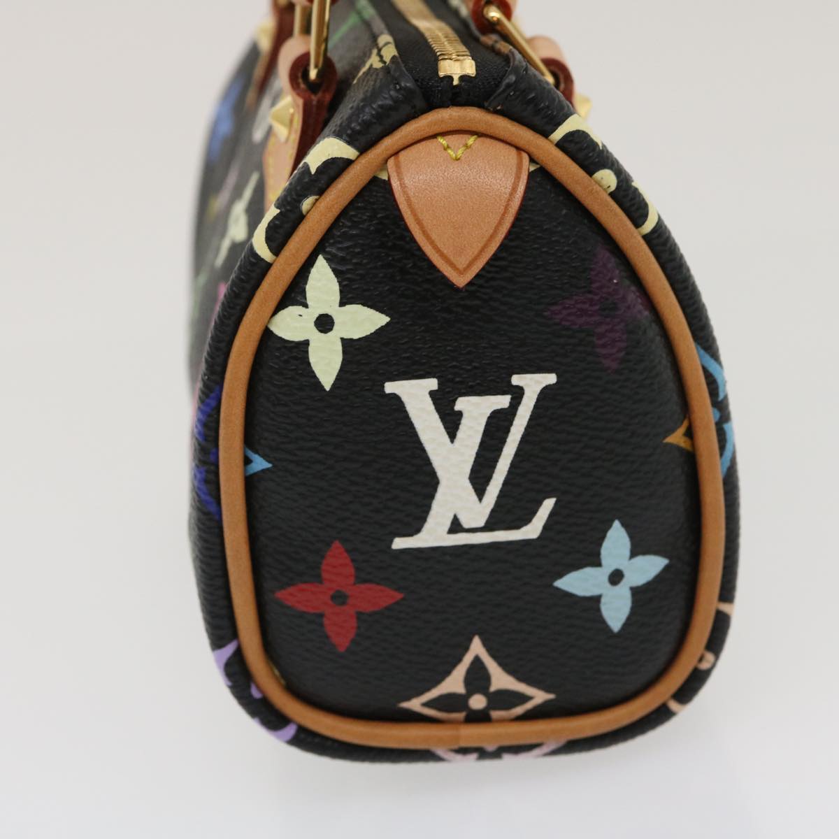 Louis Vuitton Monogram Multicolor Mini Speedy Hand Bag Black M92644 Auth 27252A