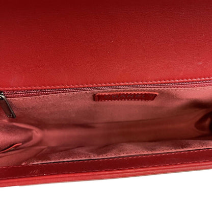 Chanel Boy New Bag Quilted Calfskin New Medium Red Crossbody Bag
