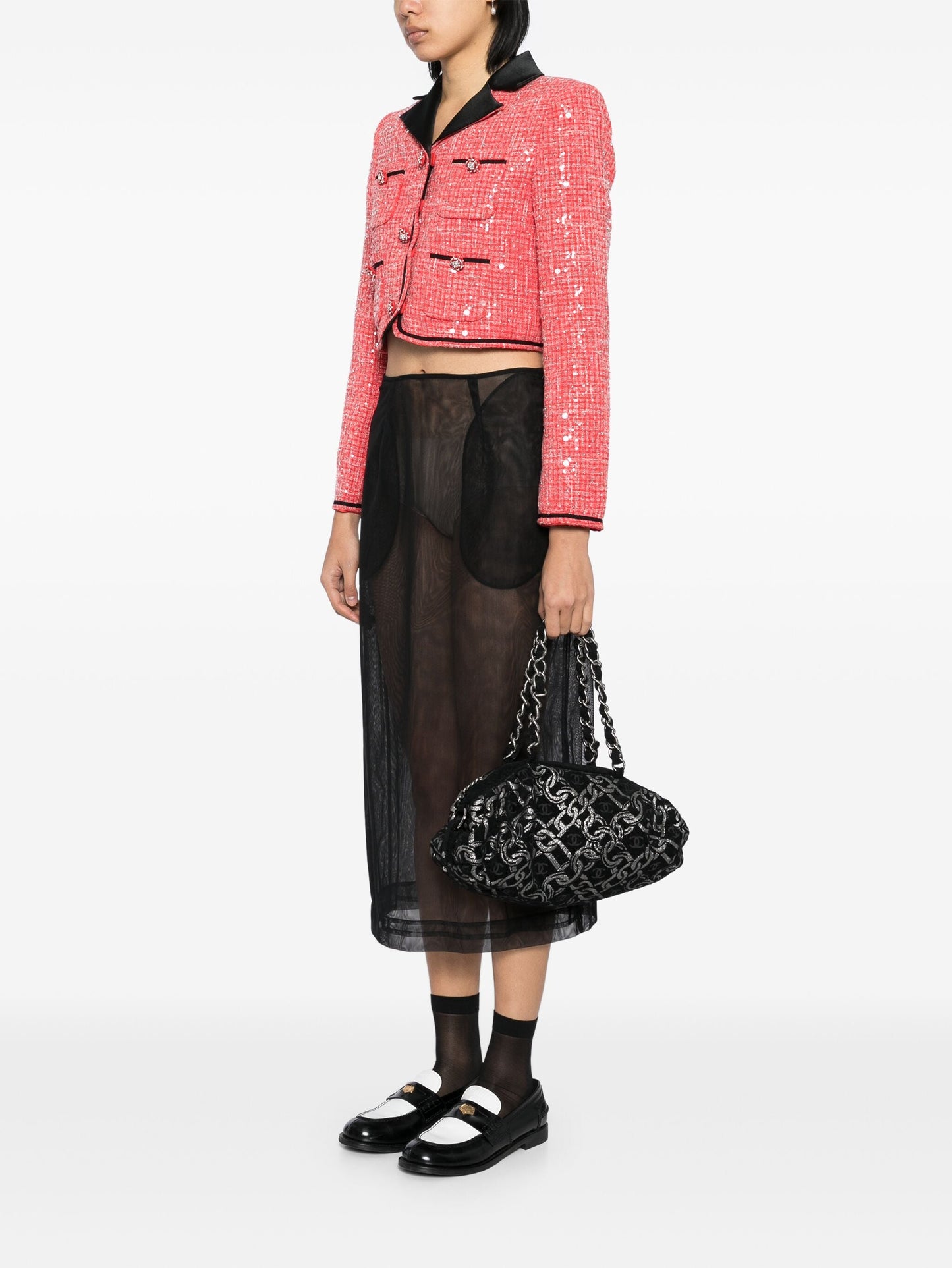 Denim Chain Bowler Bag