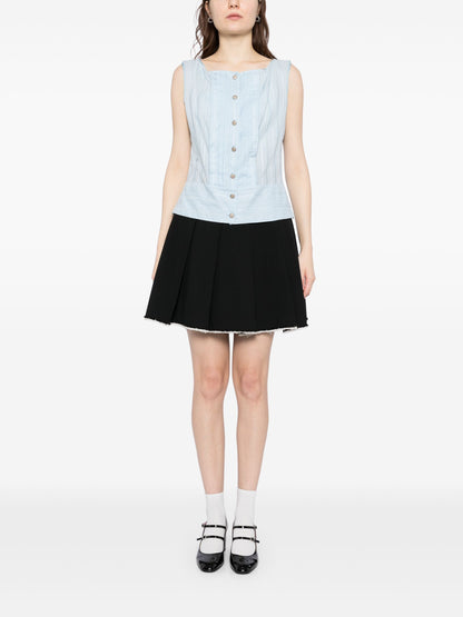 Blue Button-Up Sleeveless Shirt