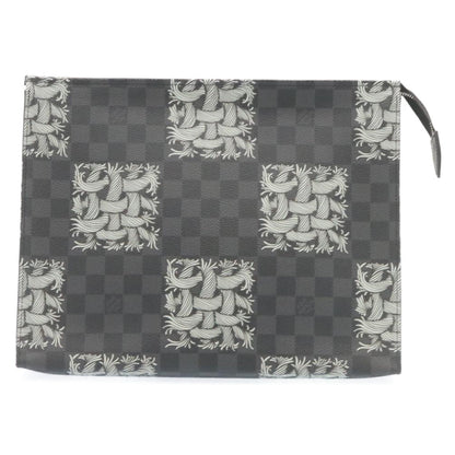 LOUIS VUITTON Damier Graphite Pochette Voyage Clutch Bag N61234 LV Auth 27628A