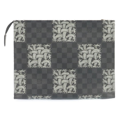 LOUIS VUITTON Damier Graphite Pochette Voyage Clutch Bag N61234 LV Auth 27628A