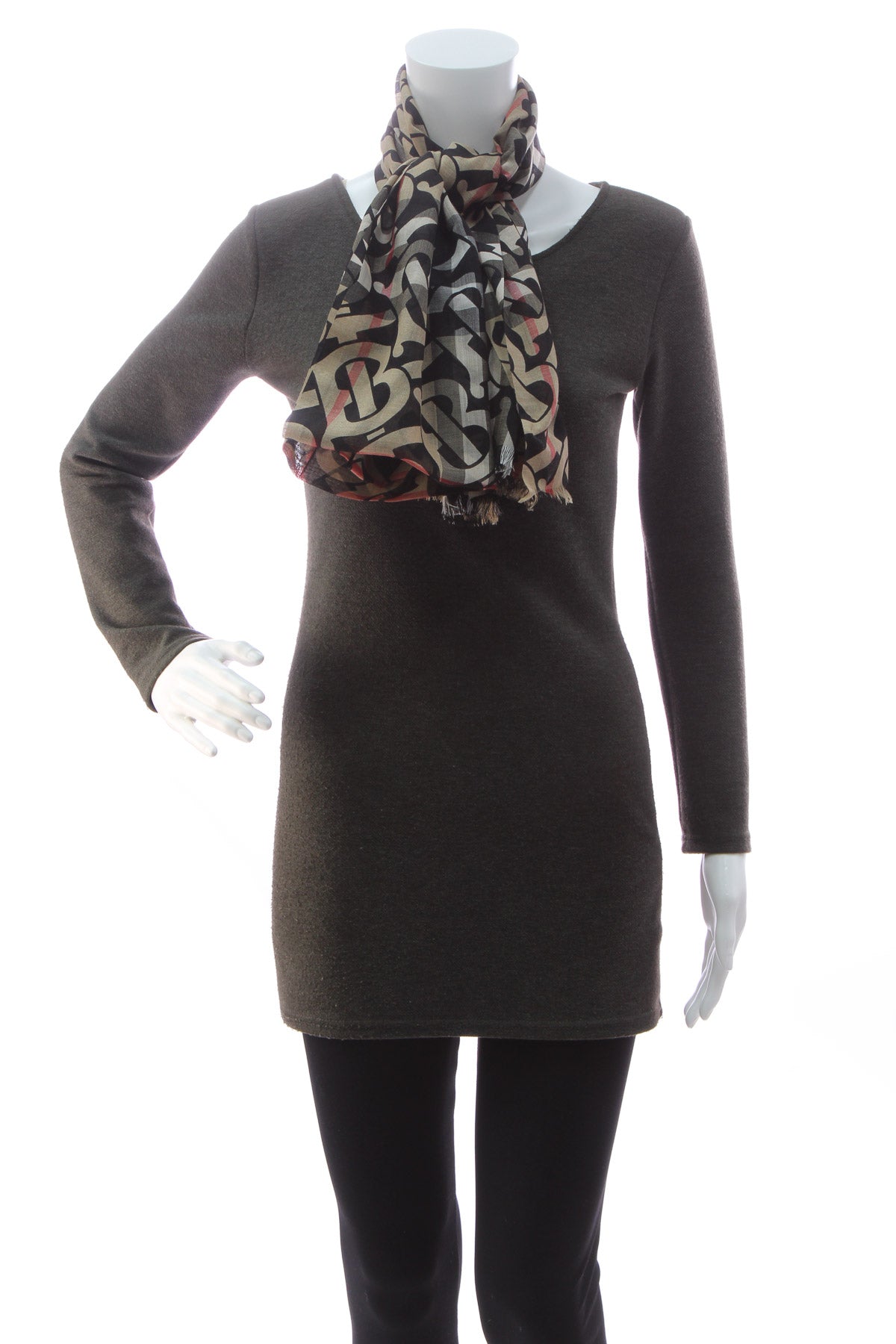 Lightweight Monogram Check Silk Scarf