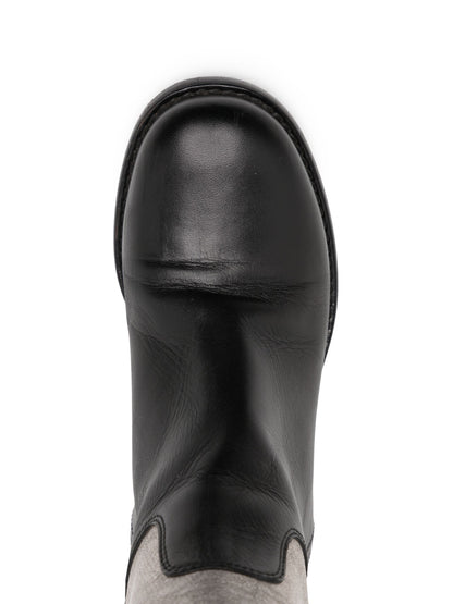 Panelled Silver Boots