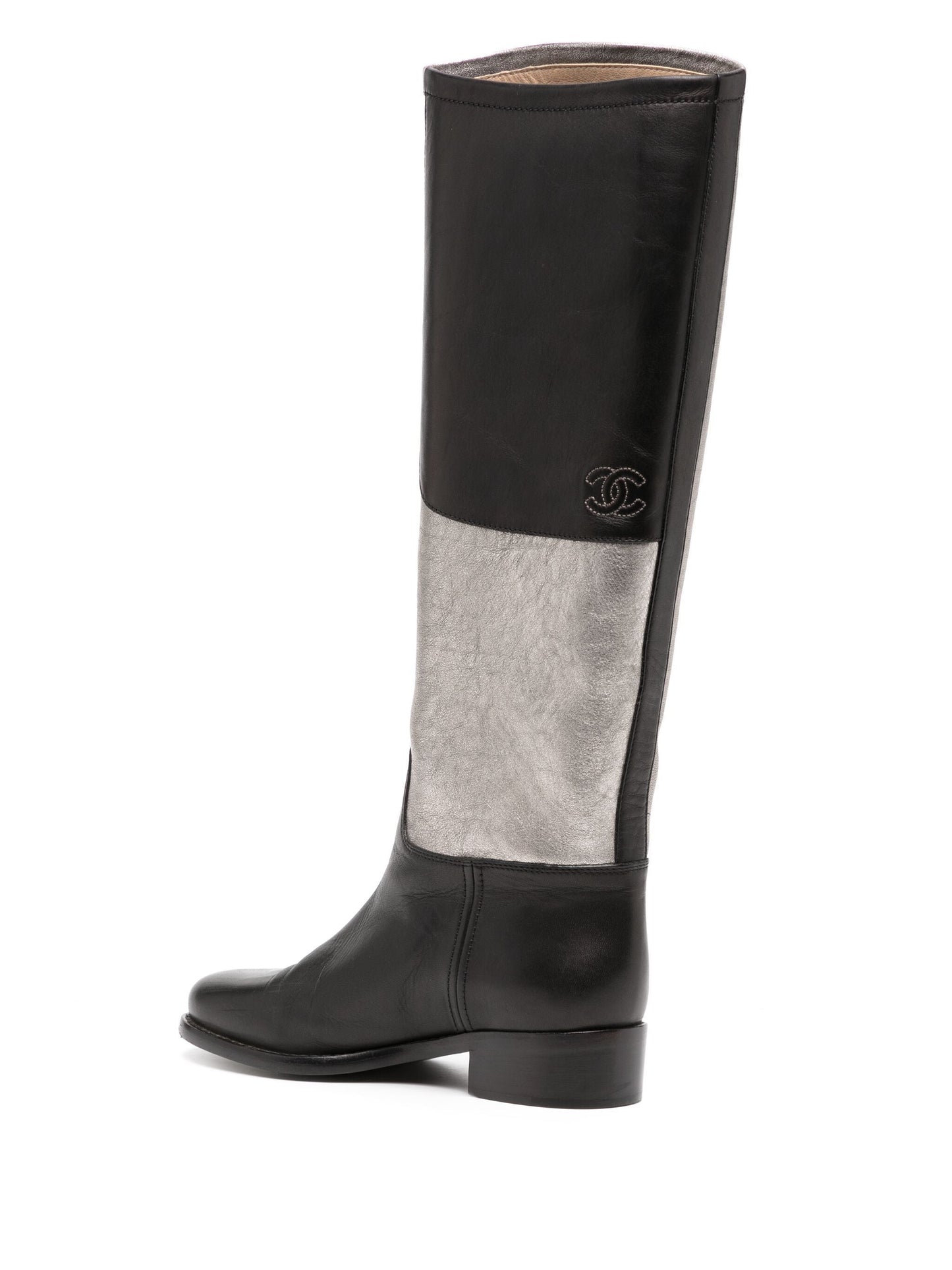 Panelled Silver Boots