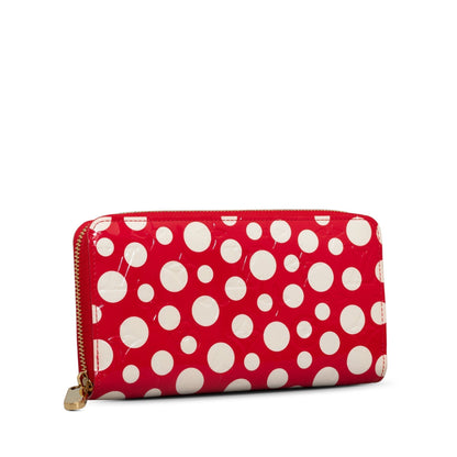 Red Louis Vuitton x Yayoi Kusama Monogram Vernis Infinity Dot Long Wallet