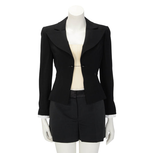 Chanel Black Wool Cropped Dinner Jacket FR 38