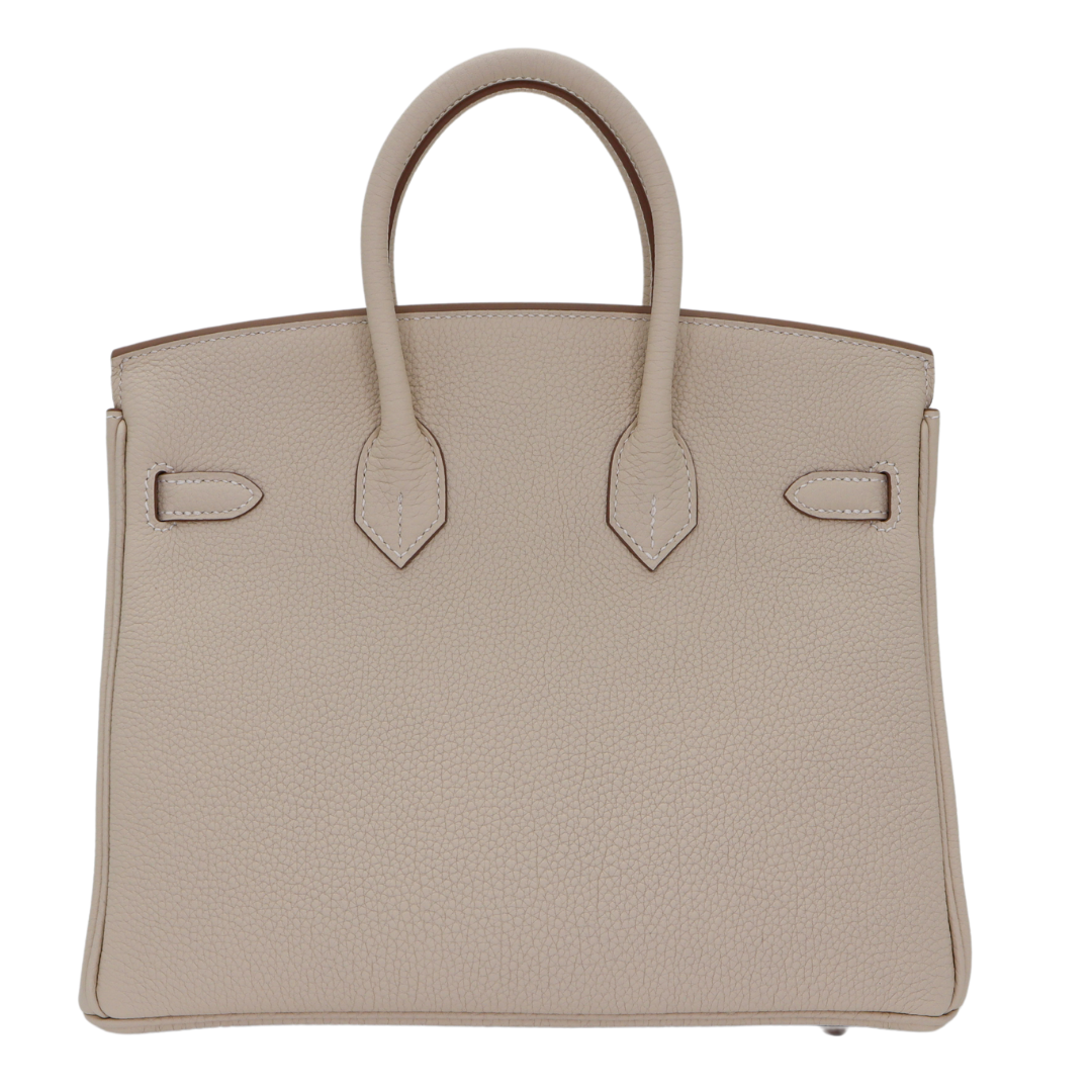 Hermès 25cm Birkin Craie Togo Leather Palladium Hardware