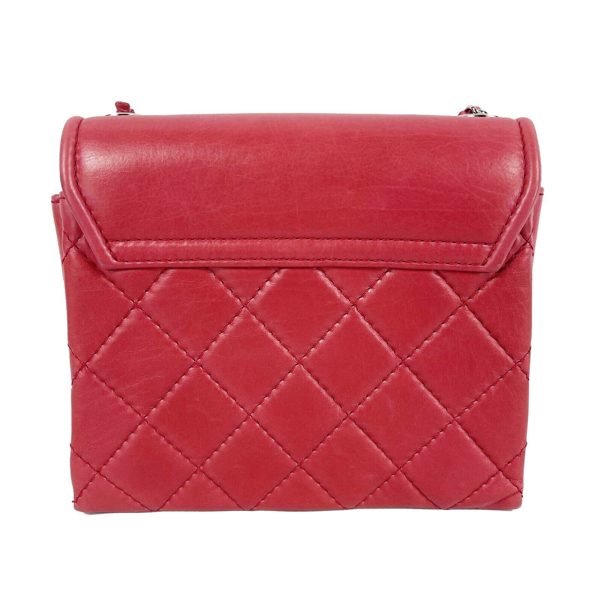 CHANEL - Mini Square New Quilted Lambskin Shoulder Crossbody - Pink / Silver