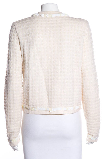 Chanel Cream Sequin Trim Cardigan SZ 42