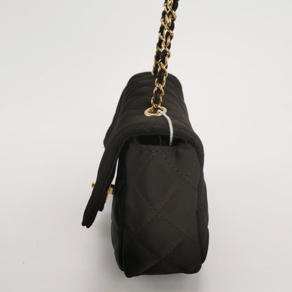 Chanel Classic Flap Extra Mini Black Silk Satin Quilted Gold-tone Hardware