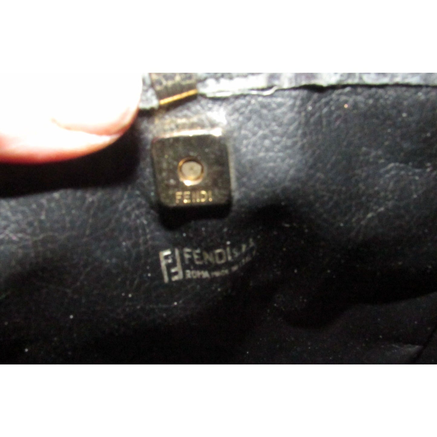 Fendi SAS multi-colored logo on black leather mini backpack/bucket