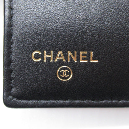 Chanel Three Fold Wallet Three Folded Wallet Caviar S  Beige Black