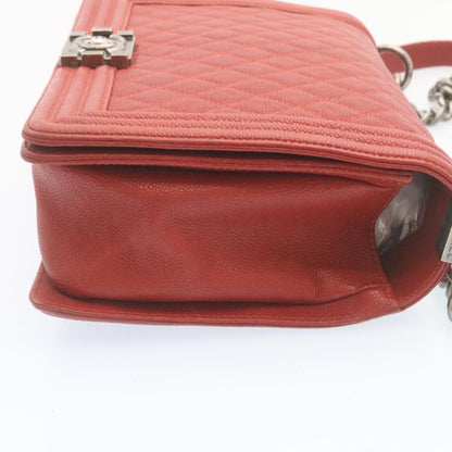 Chanel Boy  Matelasse Chain New Shoulder Bag Leather Red CC Auth A