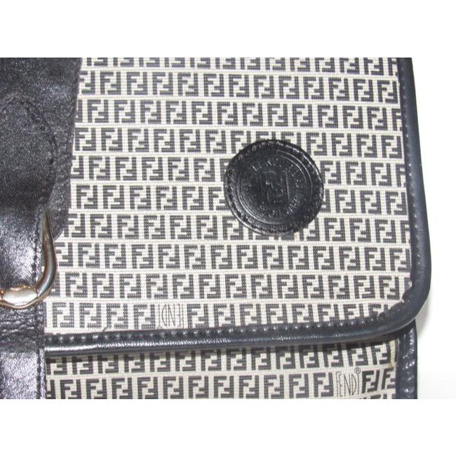 Fendi Vintage Two Way Style Pursesdesigner Purses Blue Small F Logo Print Coated Canvas And Navy Lea