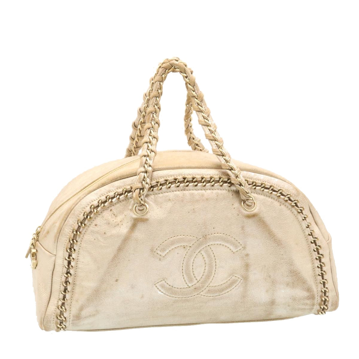 Chanel Caviar Skin Tote Bag Leather White CC Auth A