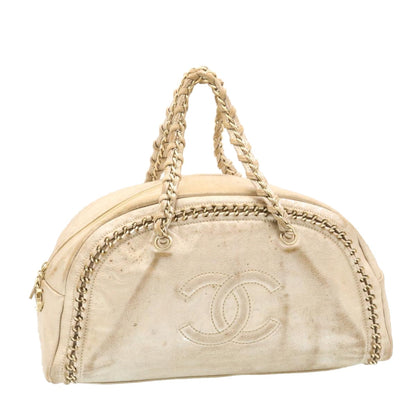 Chanel Caviar Skin Tote Bag Leather White CC Auth A