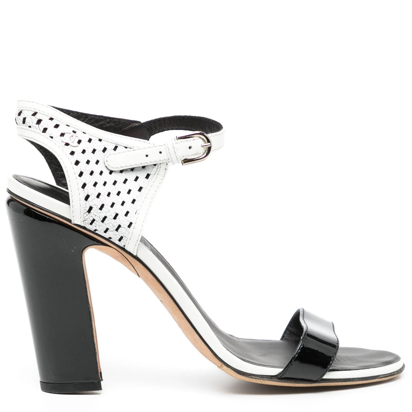 Perforated Crackled Patent Sandals