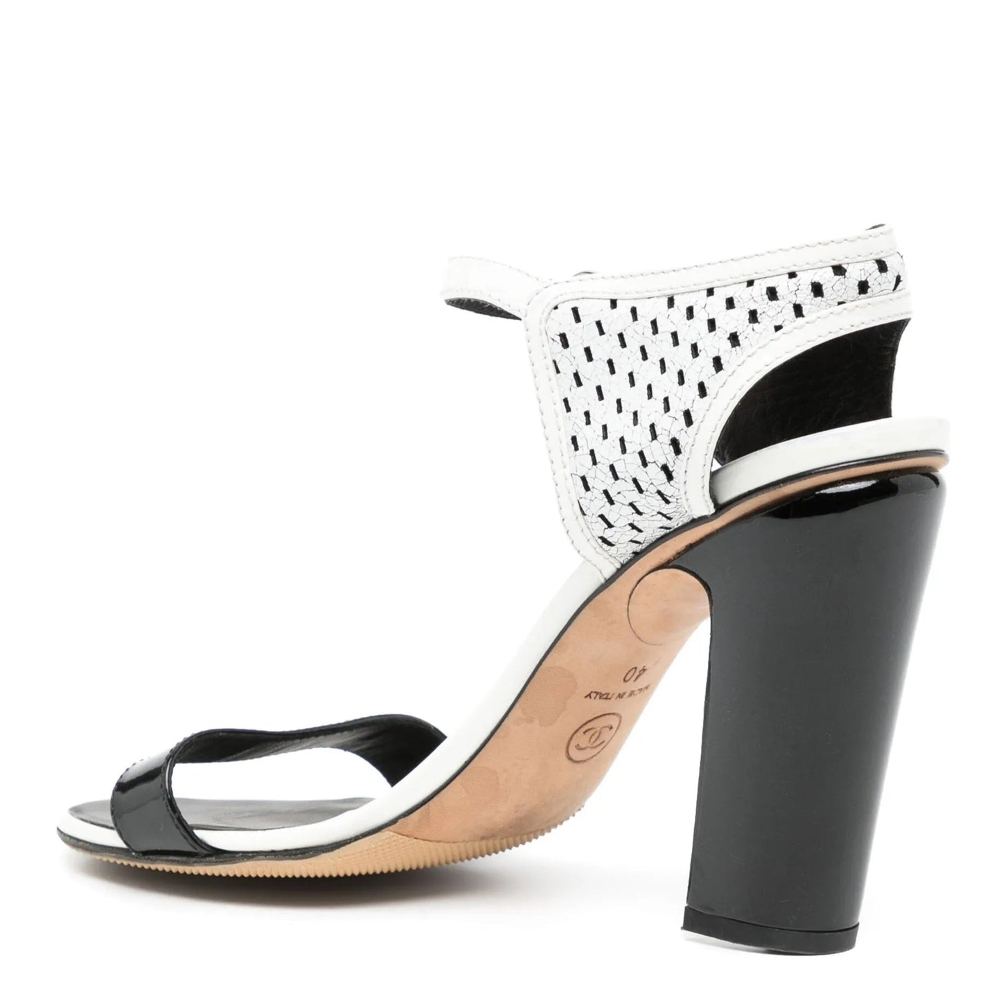 Perforated Crackled Patent Sandals