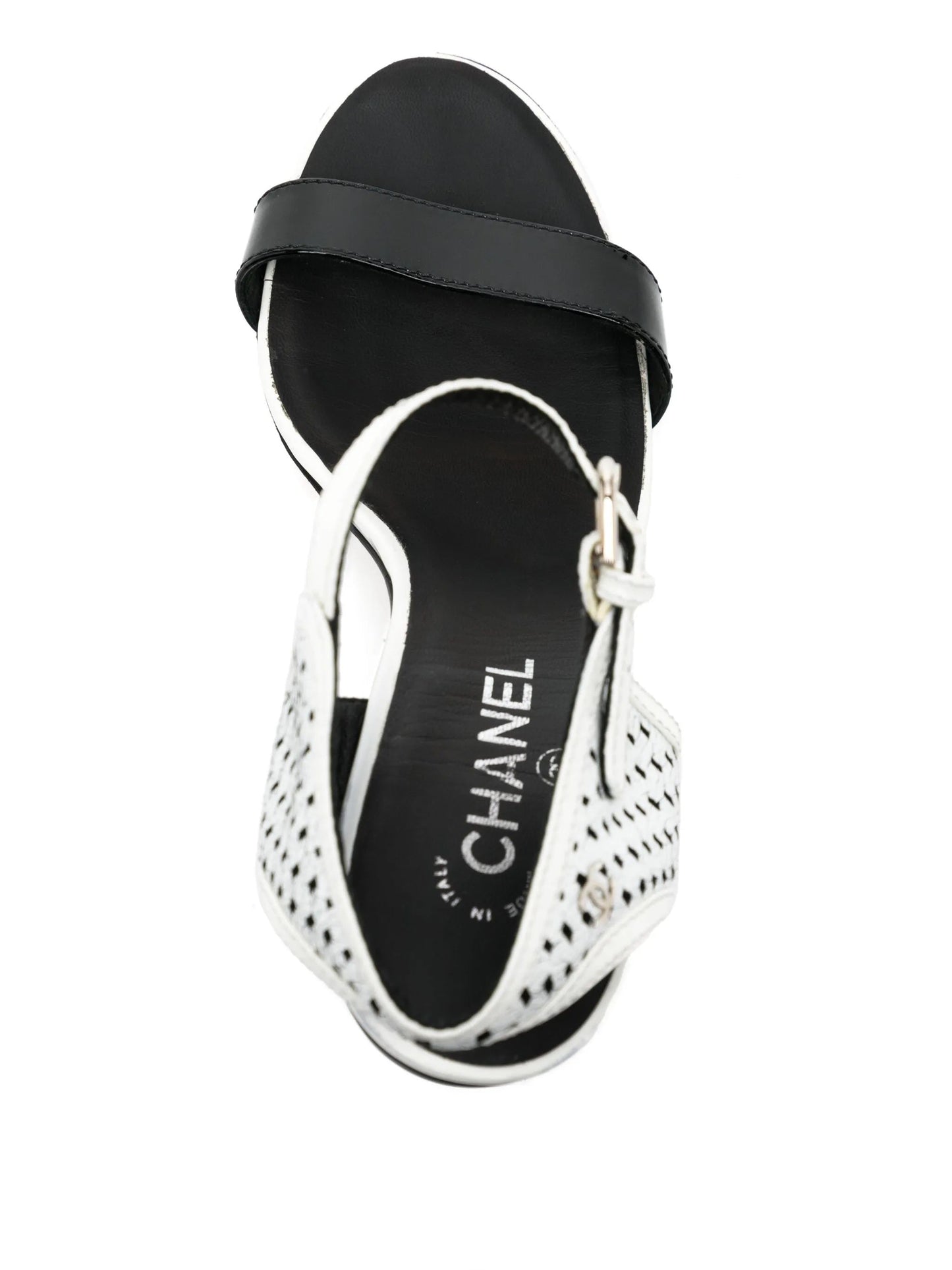 Perforated Crackled Patent Sandals